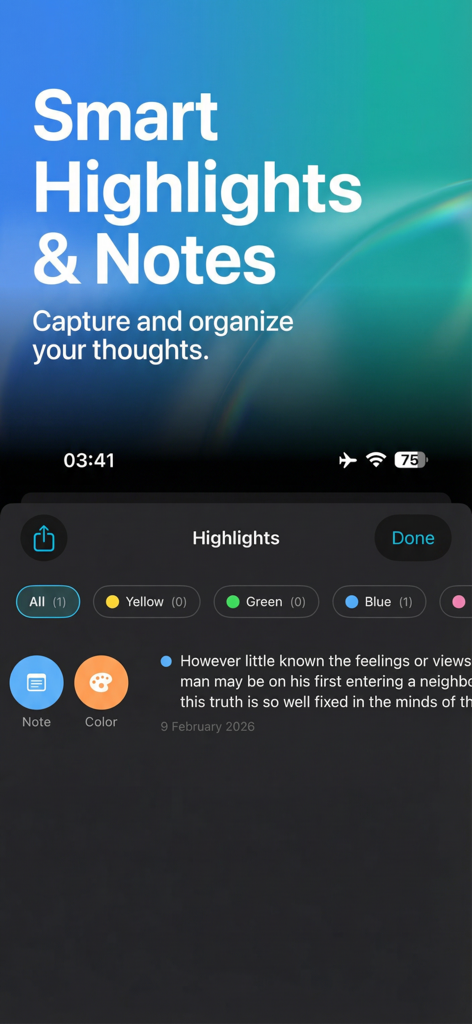 Cognito: AI Reading Companion - Cognito KI App-Oberfläche zum Erfassen und Organisieren intelligenter Hervorhebungen und Notizen aus Büchern