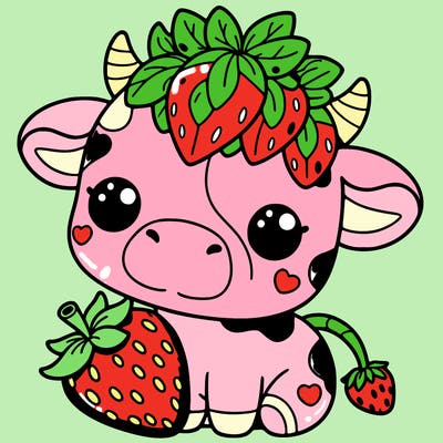 cute strawberry cow