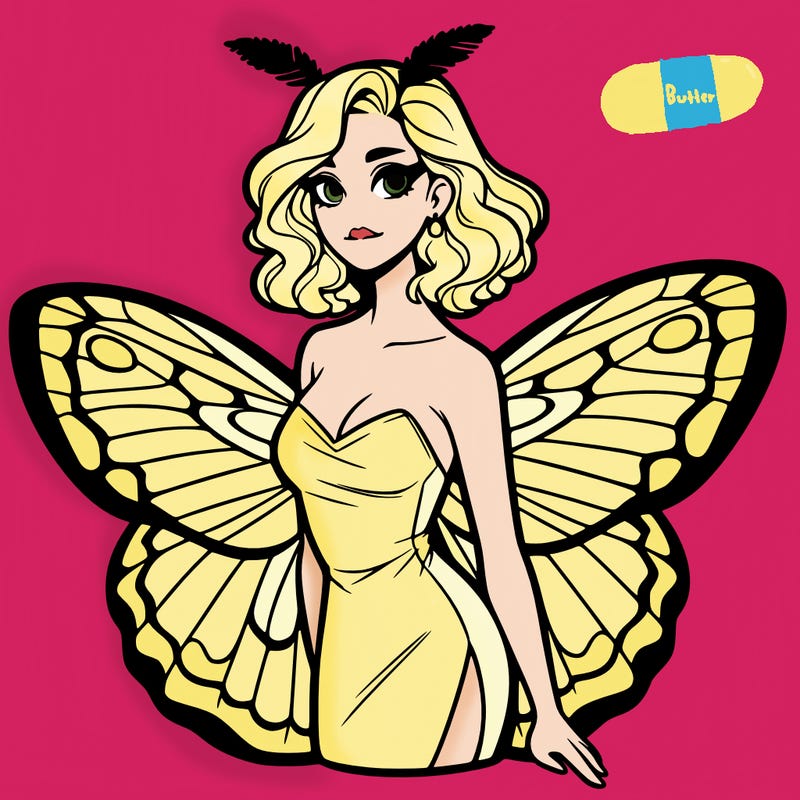 woman with moth wings