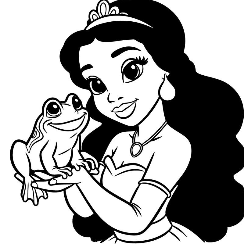 princess tiana holding frog naveen