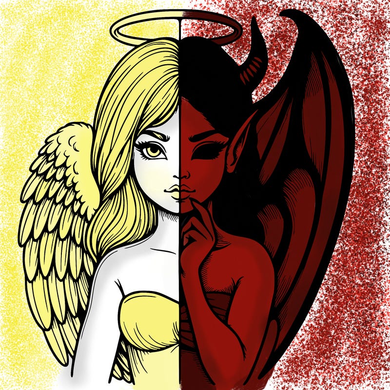 realistic angel half demon