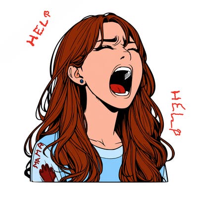 screaming realistic, girl