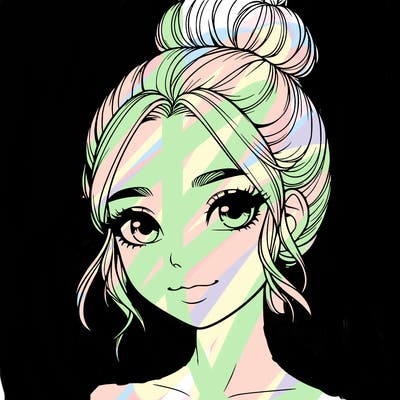 realistic pretty girl with hair in bun