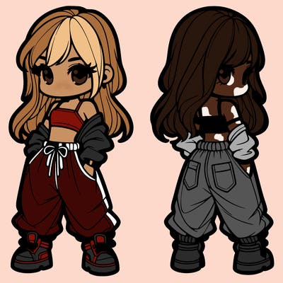 girl in crop top and baggy pants