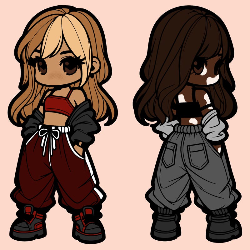 girl in crop top and baggy pants