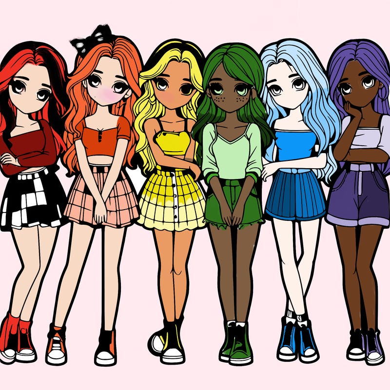 a group of girls realistic