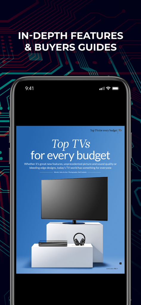 T3 Magazine for iPad & iPhone - Aplicativo T3 Magazine no iPhone mostrando um guia de compra das melhores televisões.