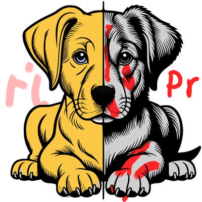 realistic dog split picture