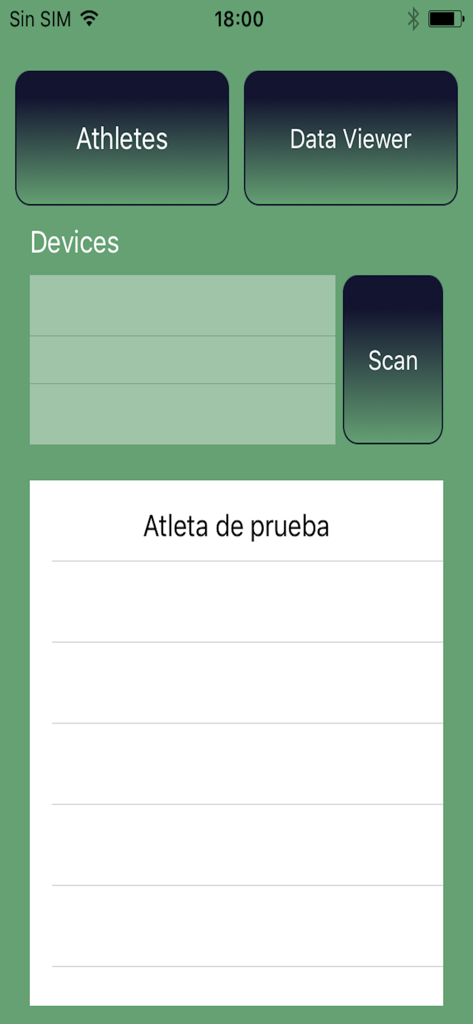 Valkyria Trainer 6.0 - Interfaz de la aplicación Valkyria Trainer 6.0 que muestra la gestión de atletas y el escaneo de dispositivos