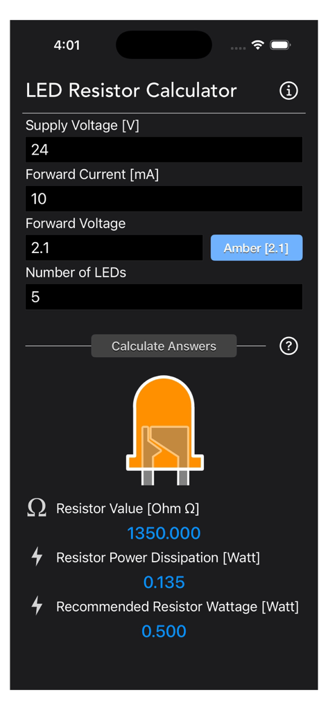 LED Resistor Calculator Plus - Utilities App | MWM