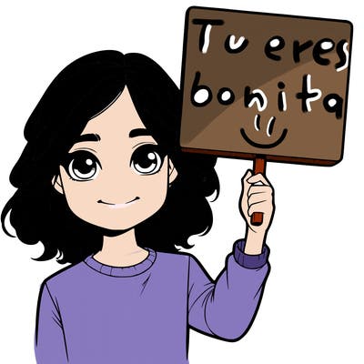 realistic girl holding up a sign