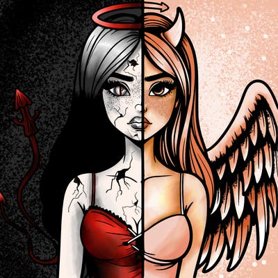 devil vs angel realistic girl