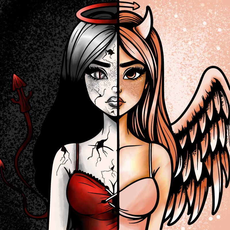 devil vs angel realistic girl