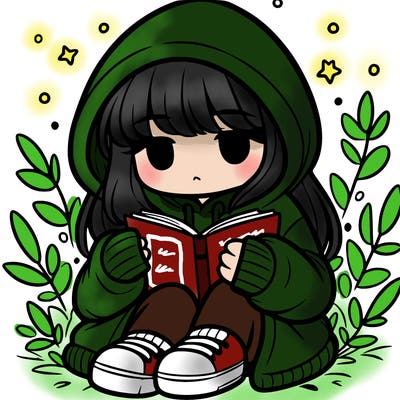 girl in oversized hoodie reading a book