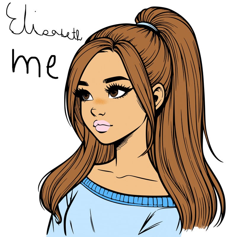 realistic girl with a high ponytail