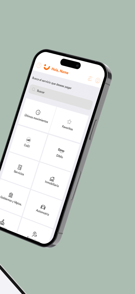 Banregio - Interfaz de la app móvil Banregio mostrando un menú de servicios bancarios y de pago
