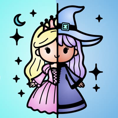 split princess and witch