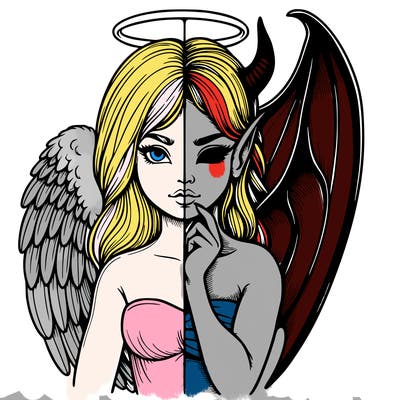 realistic angel half demon