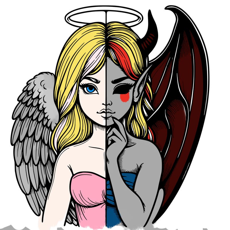 realistic angel half demon