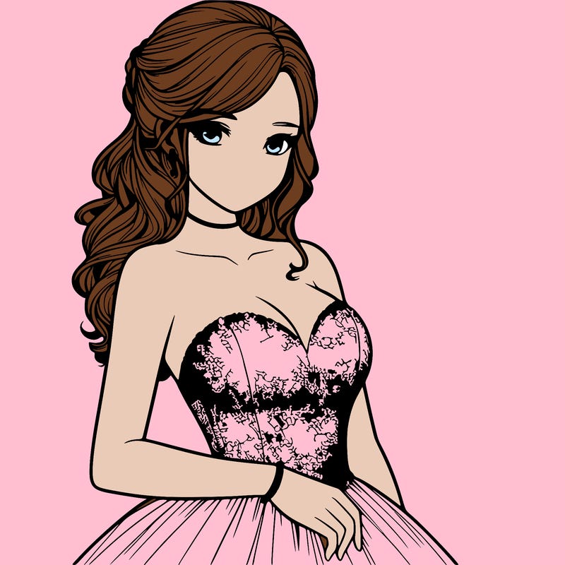 realistic girl in prom dress