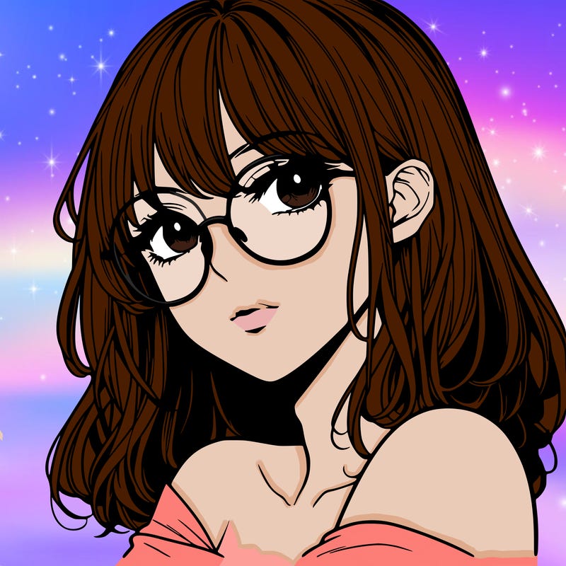 manga woman character with glasses and nice lips