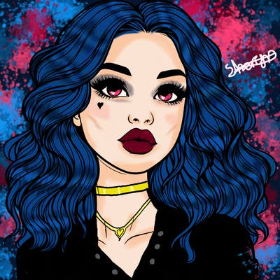 realistic girl with wavy hair and lips