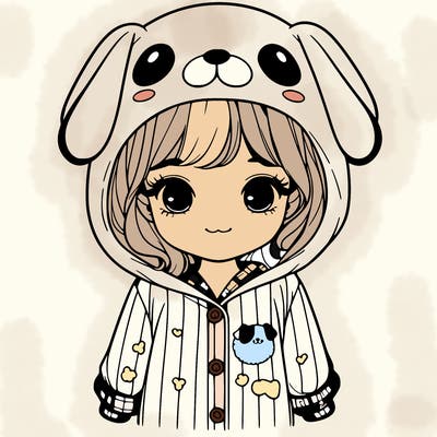 realistic girl in dog pjs