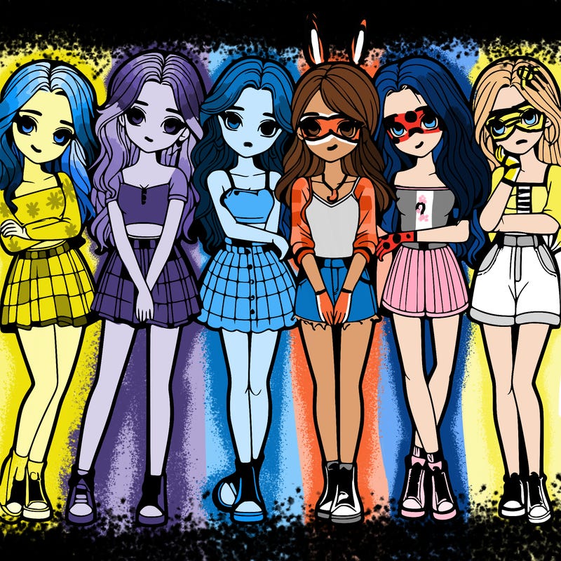 a group of girls realistic