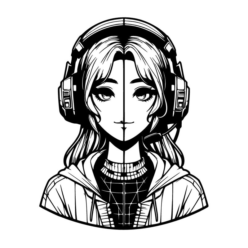 realistic girl gaming, split