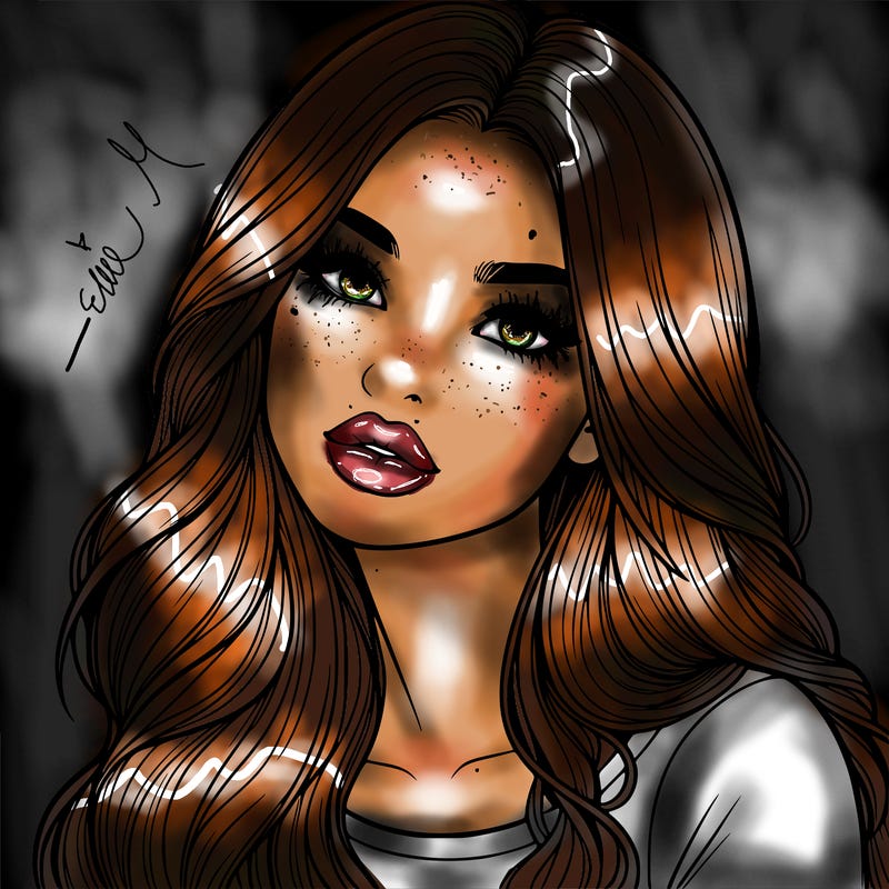 realistic girl with hair on her hair and lips