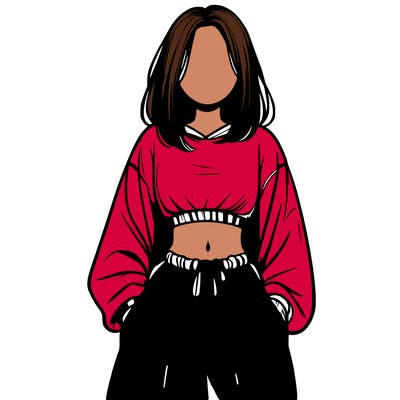 realistic girl faceless with baggy pants and a crop top