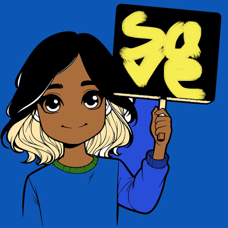 realistic girl holding up a sign