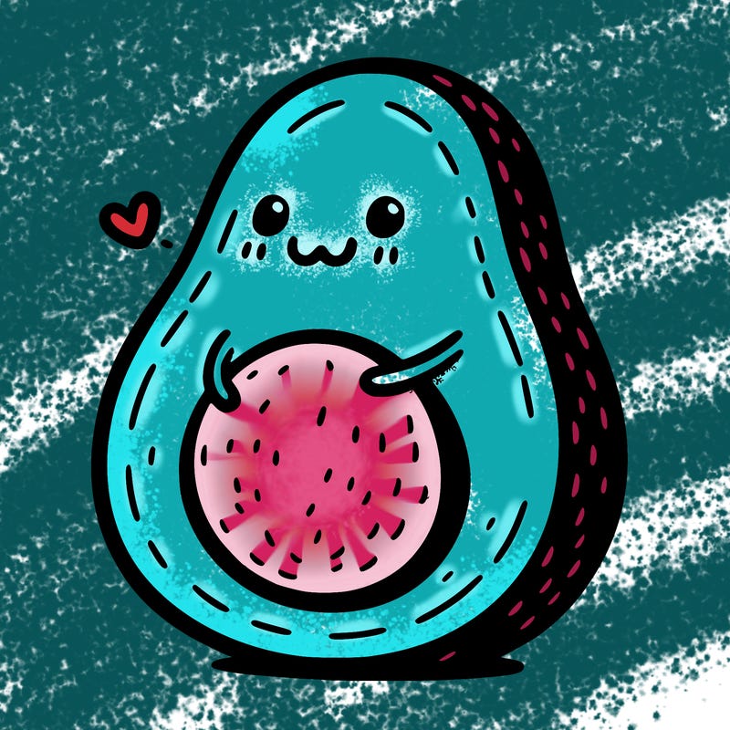 an avocado hugging an avocado
