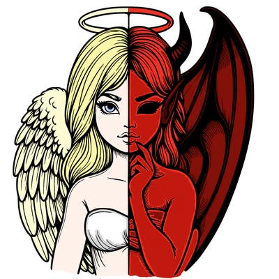 realistic angel half demon