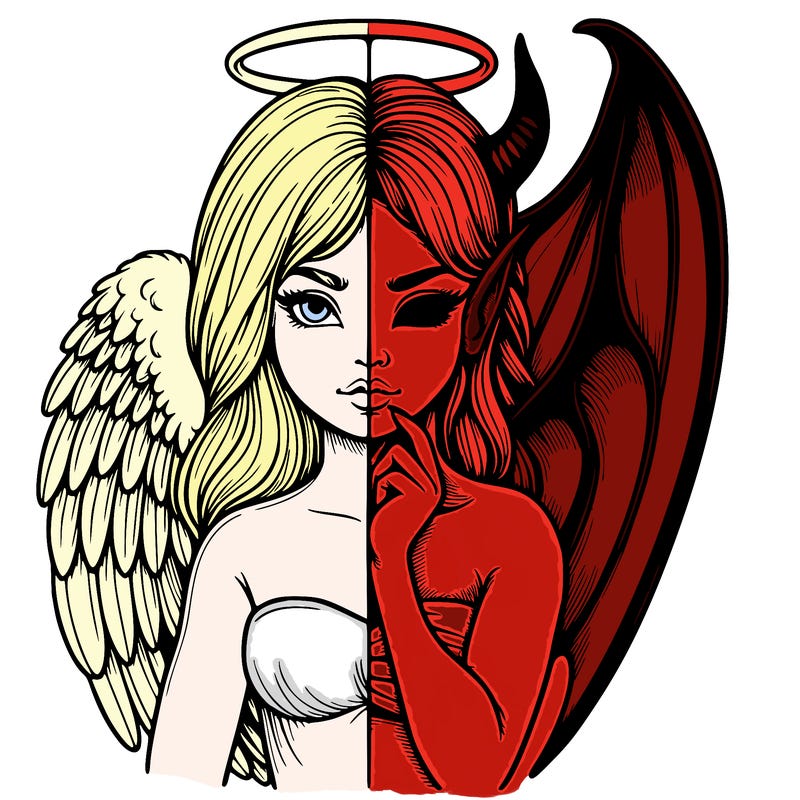 realistic angel half demon