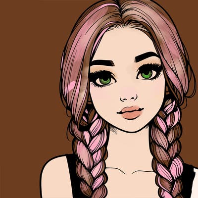 realistic girl with braids