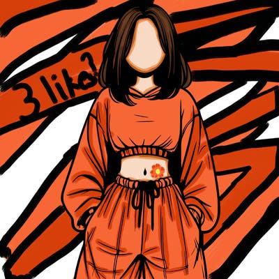 realistic girl faceless with baggy pants and a crop top