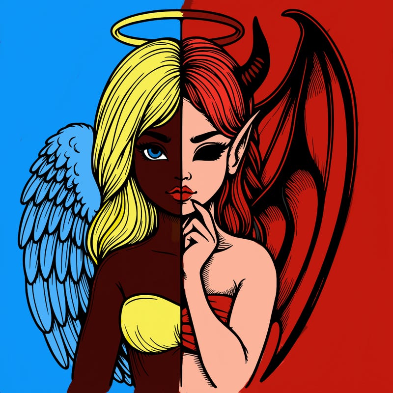 realistic angel half demon