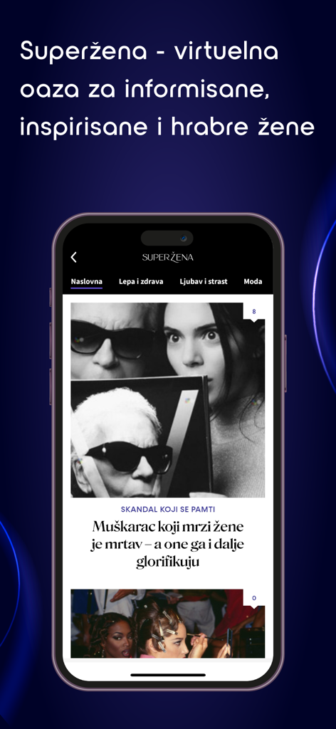 B92 mobile app displaying the Superžena lifestyle section for women with articles on fashion and health