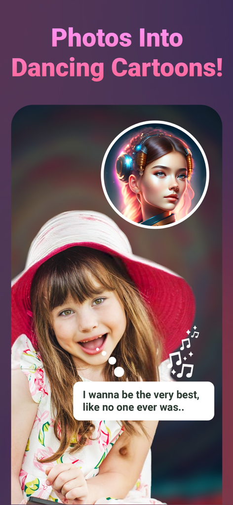 Face Dance,AI Face Swap :Lipix - A girl's photo animated into a singing and dancing cartoon using Face Dance Lipix AI app with music lyrics