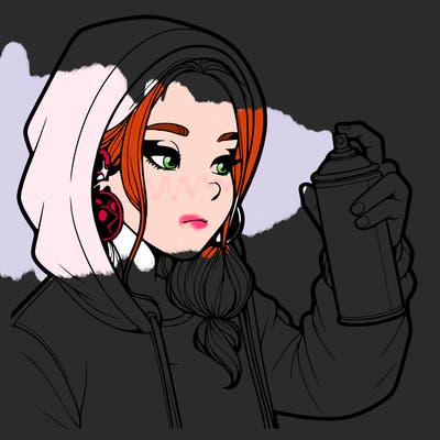 a realistic girl, spray painting