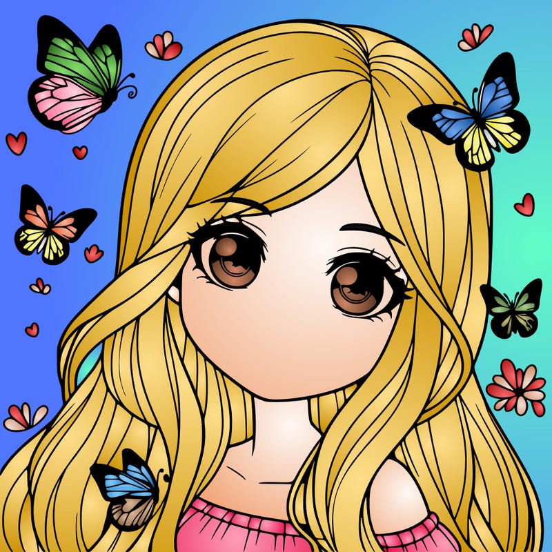 realistic girl with butterflies around her
