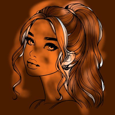 realistic girl with a ponytail on her hair and lips