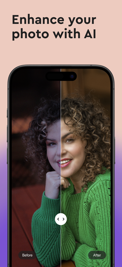 AfterShot - AI photo editor - Before and after portrait enhancement comparison using AfterShot AI photo editor