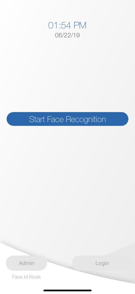 Paychex Oasis Time Kiosk interface featuring a start face recognition button for employee clock in