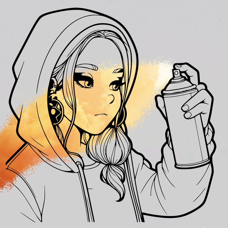a realistic girl, spray painting