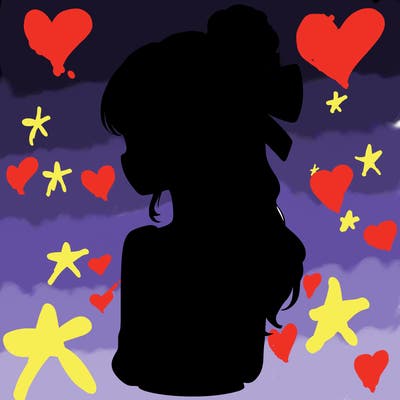 realistic girl  with hip length hair a bun and a big bow on the back of head