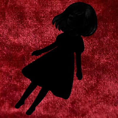 floating girl with shoulder length hair wearing dress