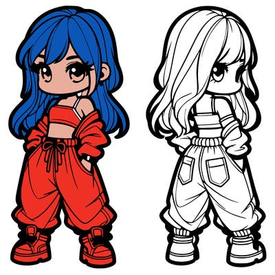 girl in crop top and baggy pants