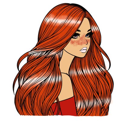 realistic girl with long realistic hair